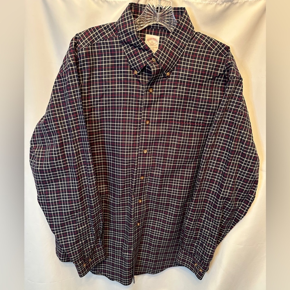 Brooks Brothers Size Large The Original Polo Button-Down Oxford Shirt Navy Plaid